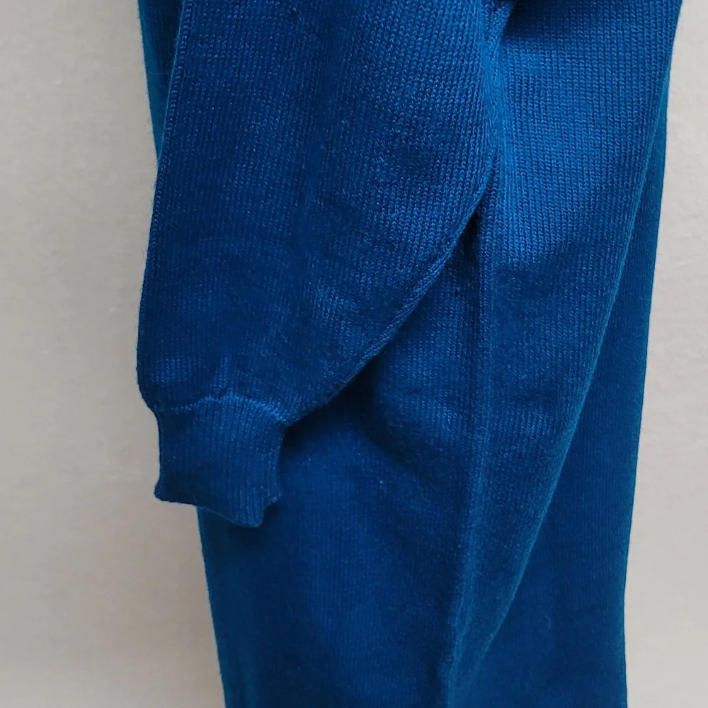 Deadstock Vintage 70s Darian Teal Sequin Starburst Mockneck Midi Sweater Dress M - Picture 7 of 12